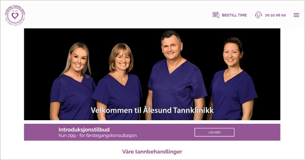 Nye nettsider til Ålesund Tannklinikk Ålesund Tannklinikk smiler og gaper høyt med ny nettside